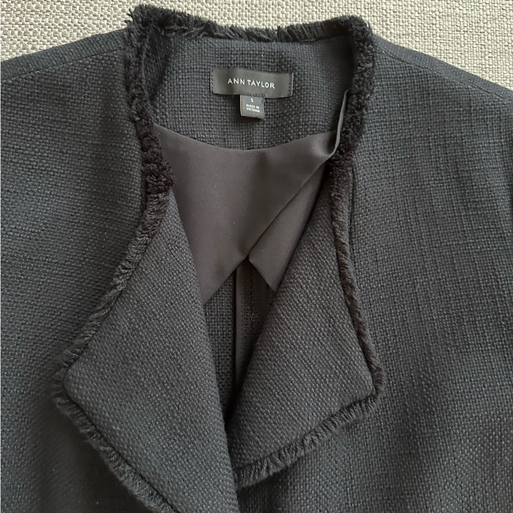 Ann Taylor Elegant Black Fringe Blazer